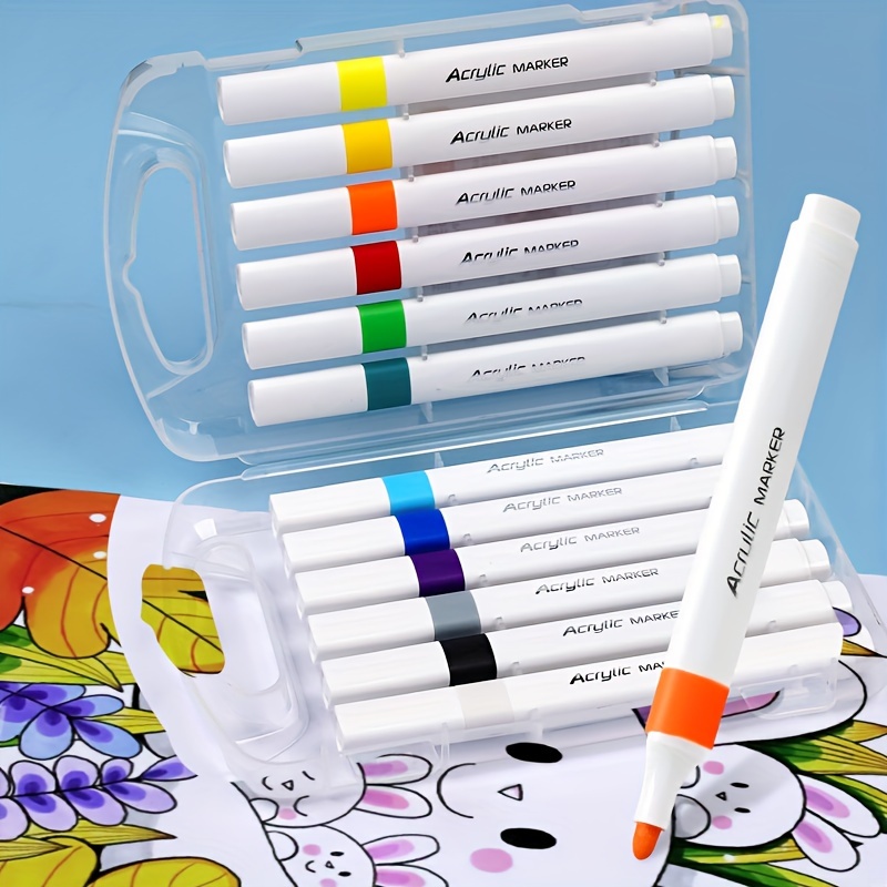 12 24colors Acrylic Marker Colorful Cartoon Pen For Student - Temu