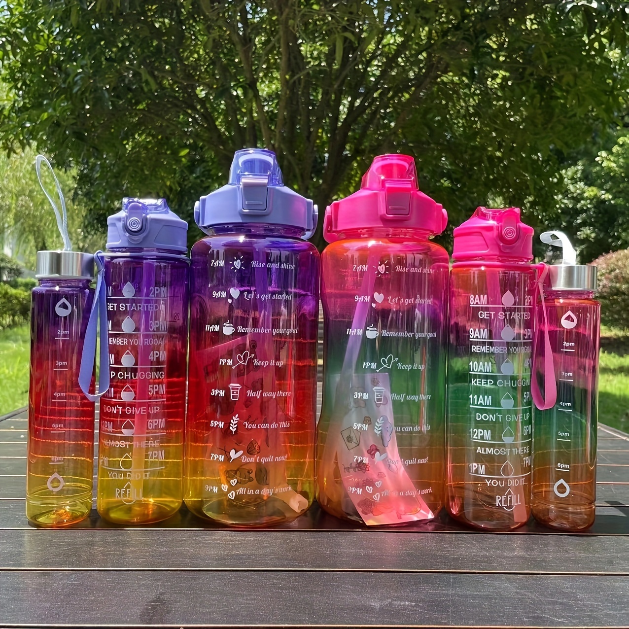 Plastic Lightweight Water Cup With Strap, Portable Leakproof Water Bottle,  Gradient Color Drinking Bottles For Sports, Fitness, Travel - Temu