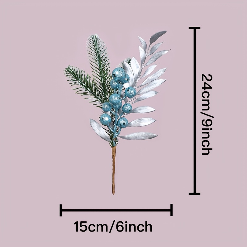 Artificial Blue Christmas Berry Picks 8 Pack Fake Branche with Glittery  Berry Stems Christmas Picks and Sprays for DIY 