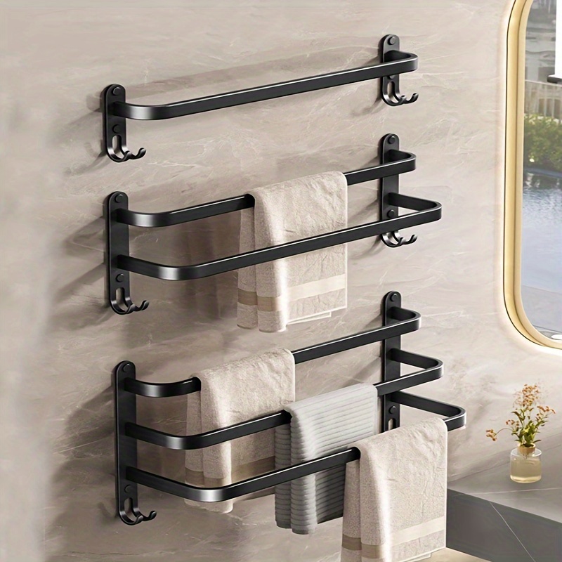 Black Single Towel Bar Rack Stainless Steel Bathroom Towel - Temu