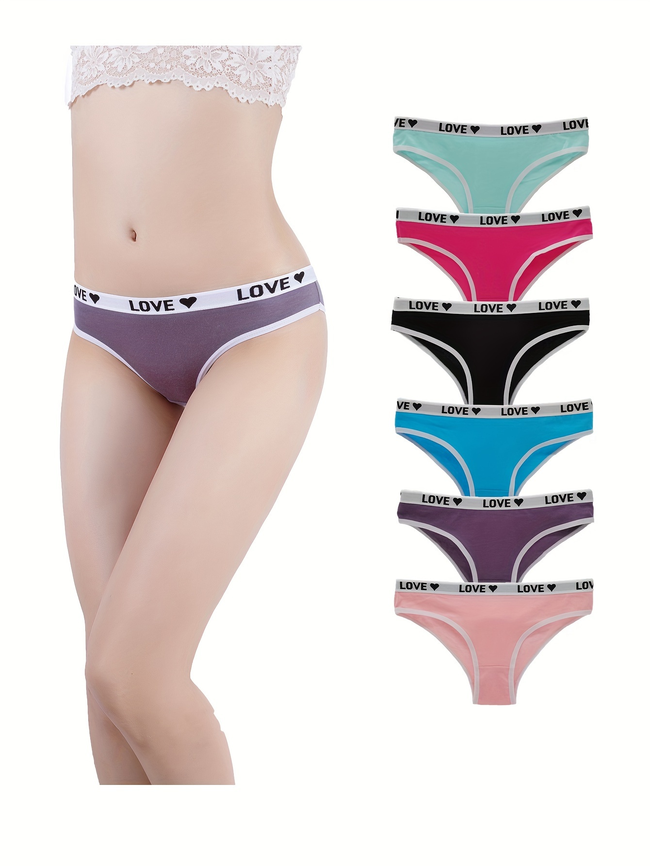 3 Pack Women's Cotton Thongs Breathable Bikini Panties Underwear 
