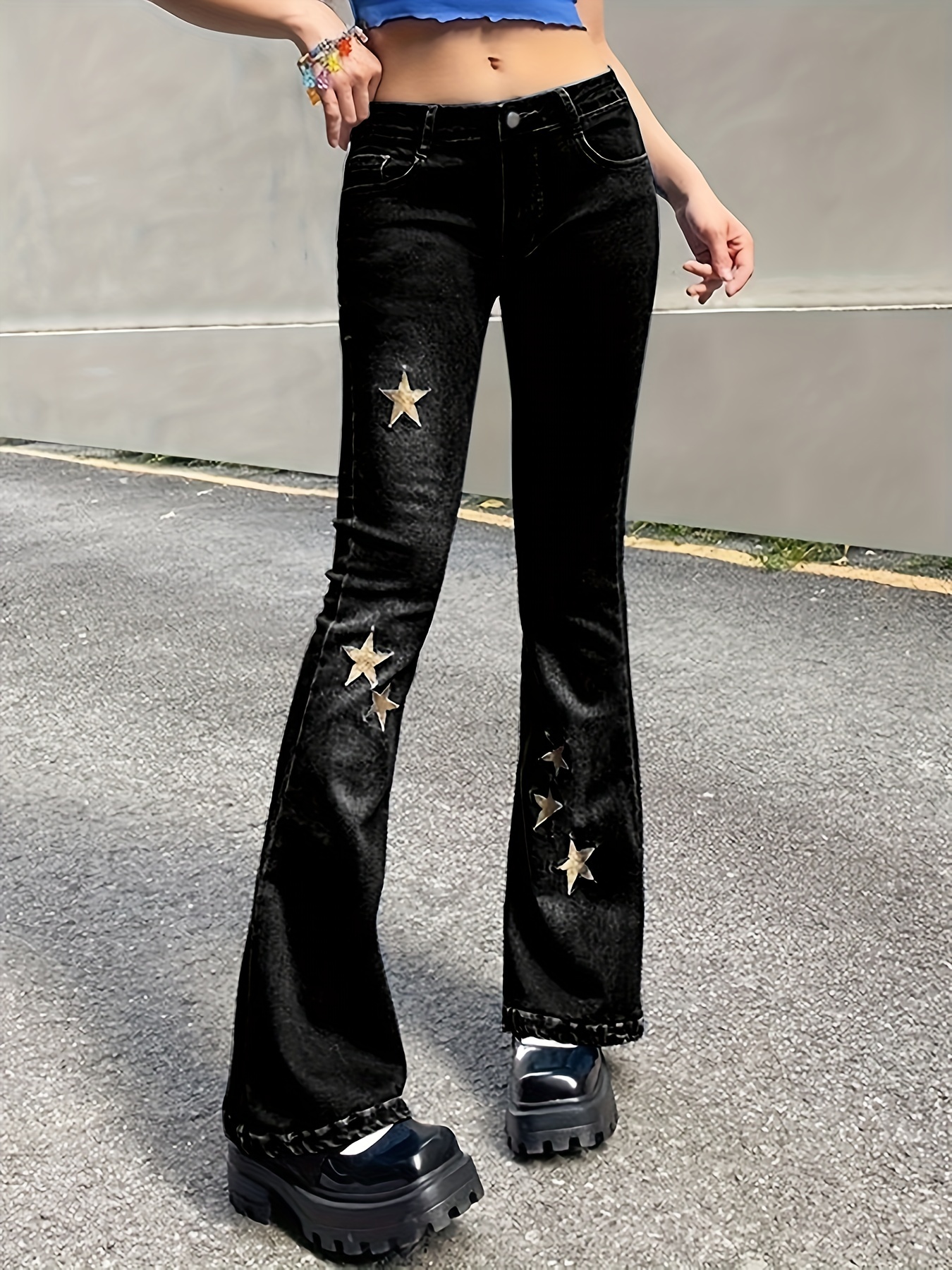  Women's High Rise Straight Leg Embroidered Y2K Jeans