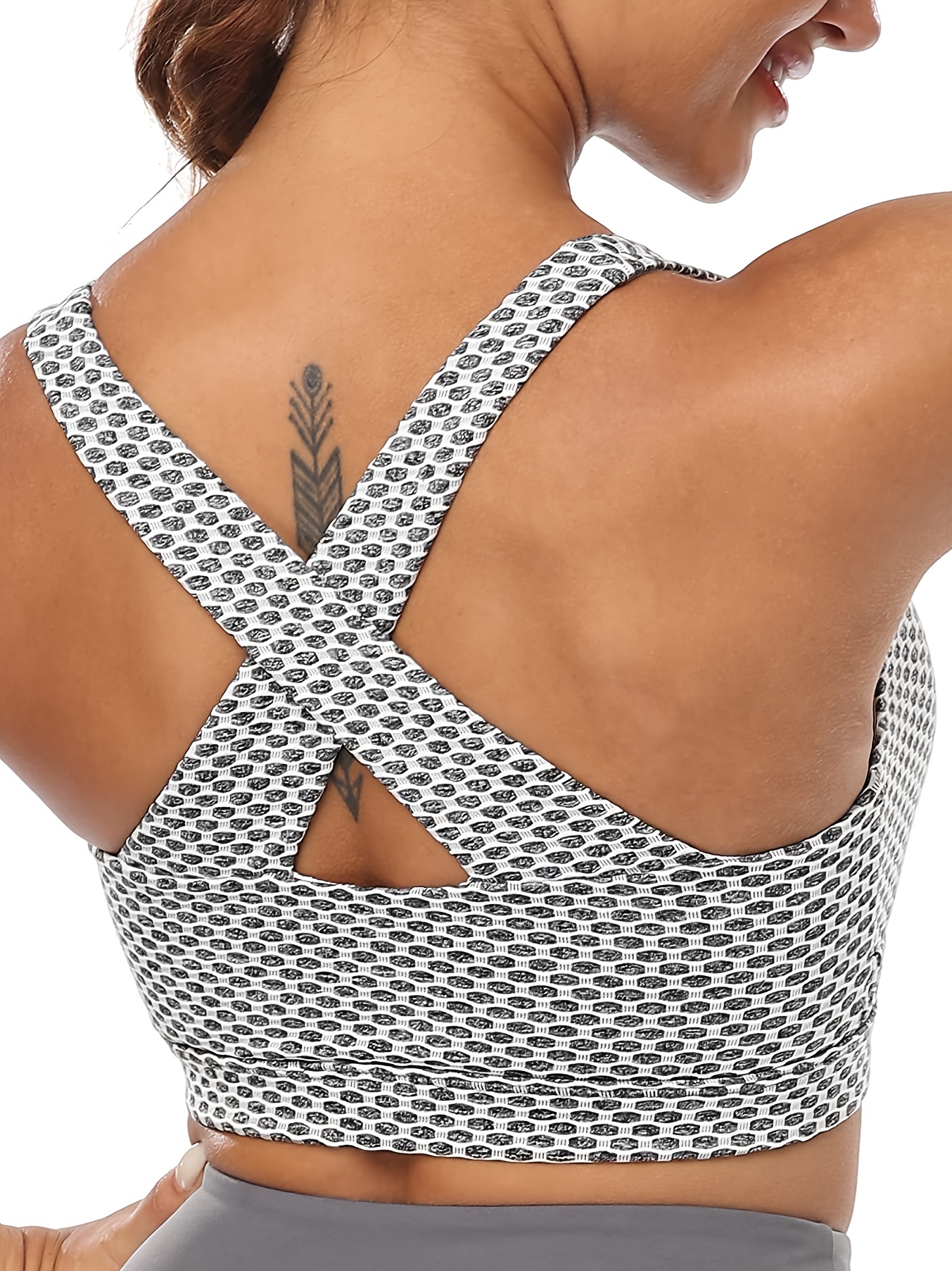 Honeycomb Removable Chest Padded Sports Bra Criss Cross Back - Temu