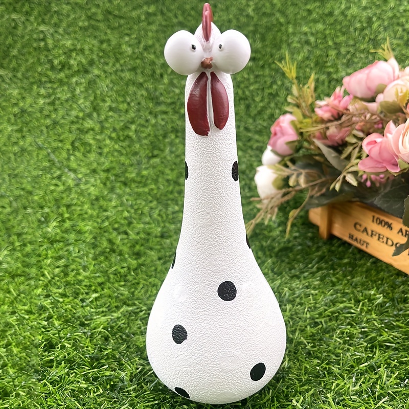 1pc big eyed chicken resin statue add a splash of color to your garden classroom or outdoor decor