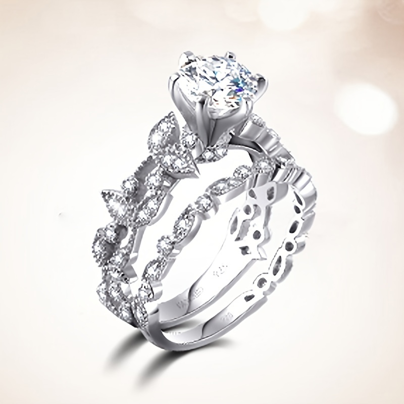 Alloy Wedding Engagement Ring Set