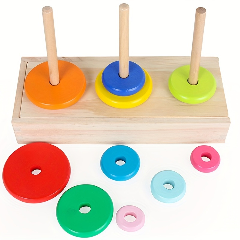 Wooden Tower Of Hanoi Teaching Aids For Infants And Young - Temu