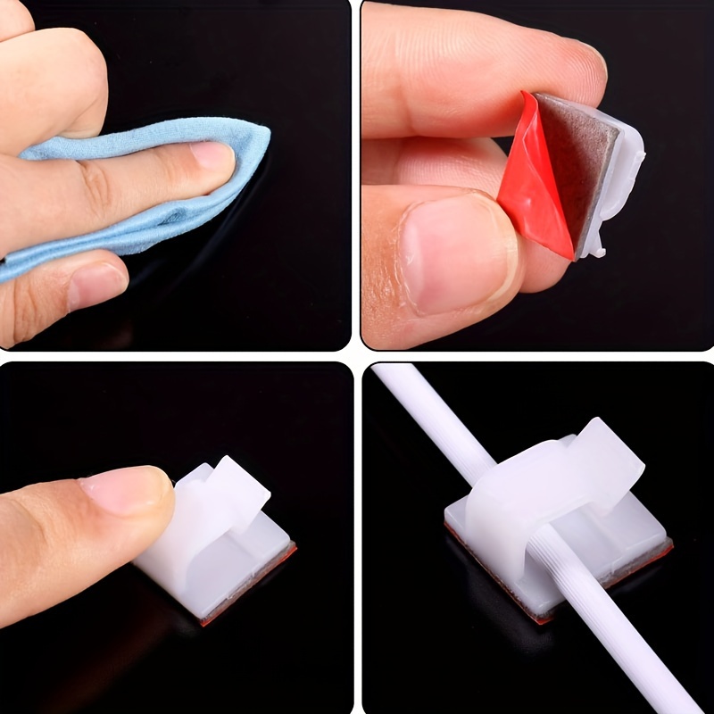 100pcs Outdoor Cable Clips With Adhesive Tapes Wire Holder For