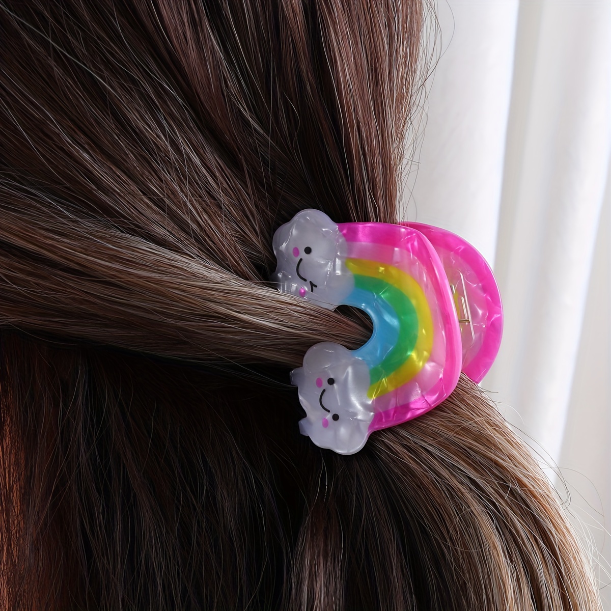

1pc Rainbow Shaped Hair Claw Clips Non-slip Strong Hold Jaw Clips Headwear For Women Women