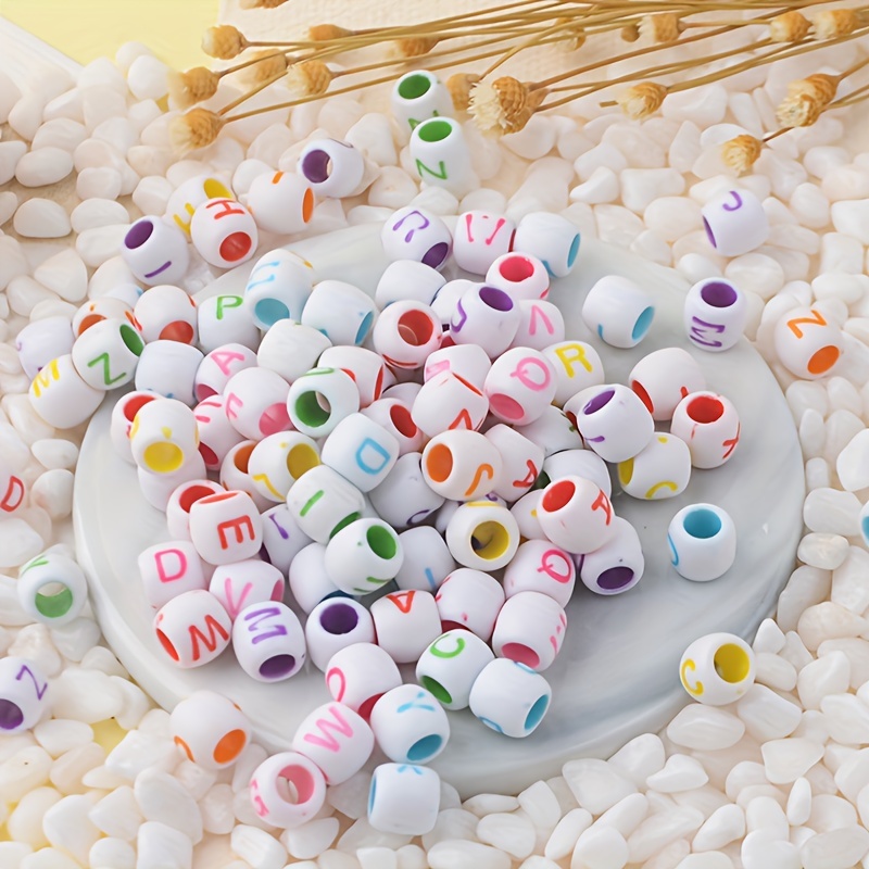 Acrylic Colorful Vowels Single Letters Round Flat Beads Diy - Temu