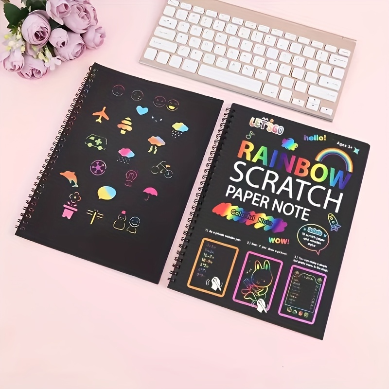 Rainbow Scratch off Paper Art Set including 2 Notebooks Each - Temu