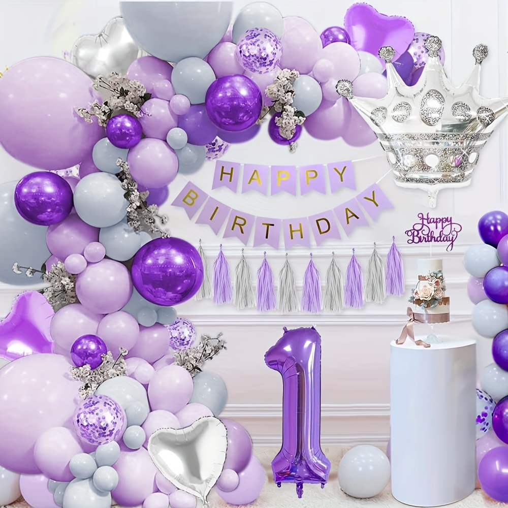 Cajas de globos para el primer cumpleaños, suministros para bebés, niñas, 3  cajas de globos con temática de ratón rosa de un año, kit de arco de