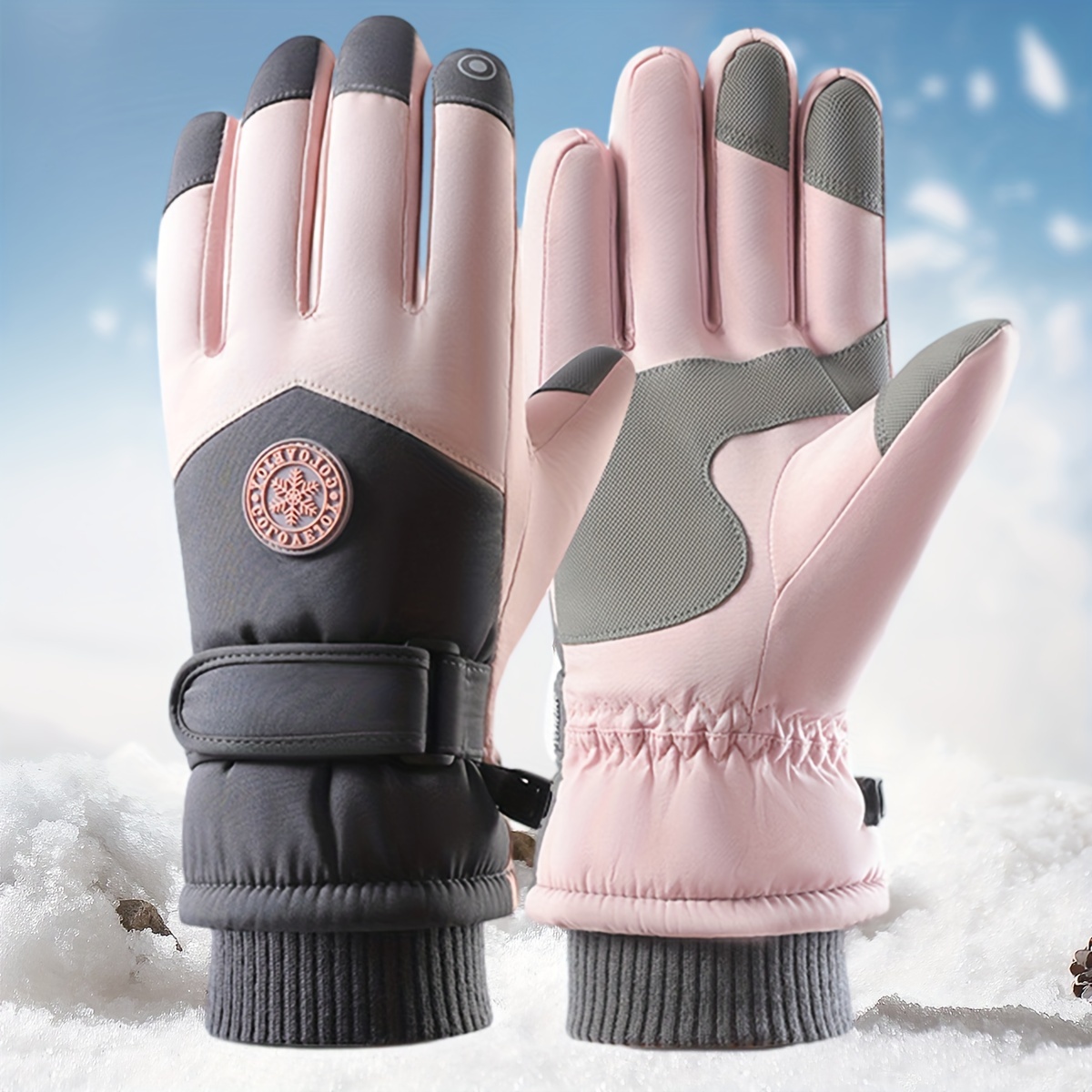  Guantes de esquí impermeables a prueba de viento para hombre,  con pantalla táctil cálida, guantes de nieve, antideslizantes, guantes de  esquí, guantes de esquí para moto de nieve y snowboard 