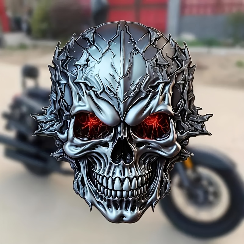 Skull Skeleton Face 3D Metal Car Motorcycle Body Window Bumper
