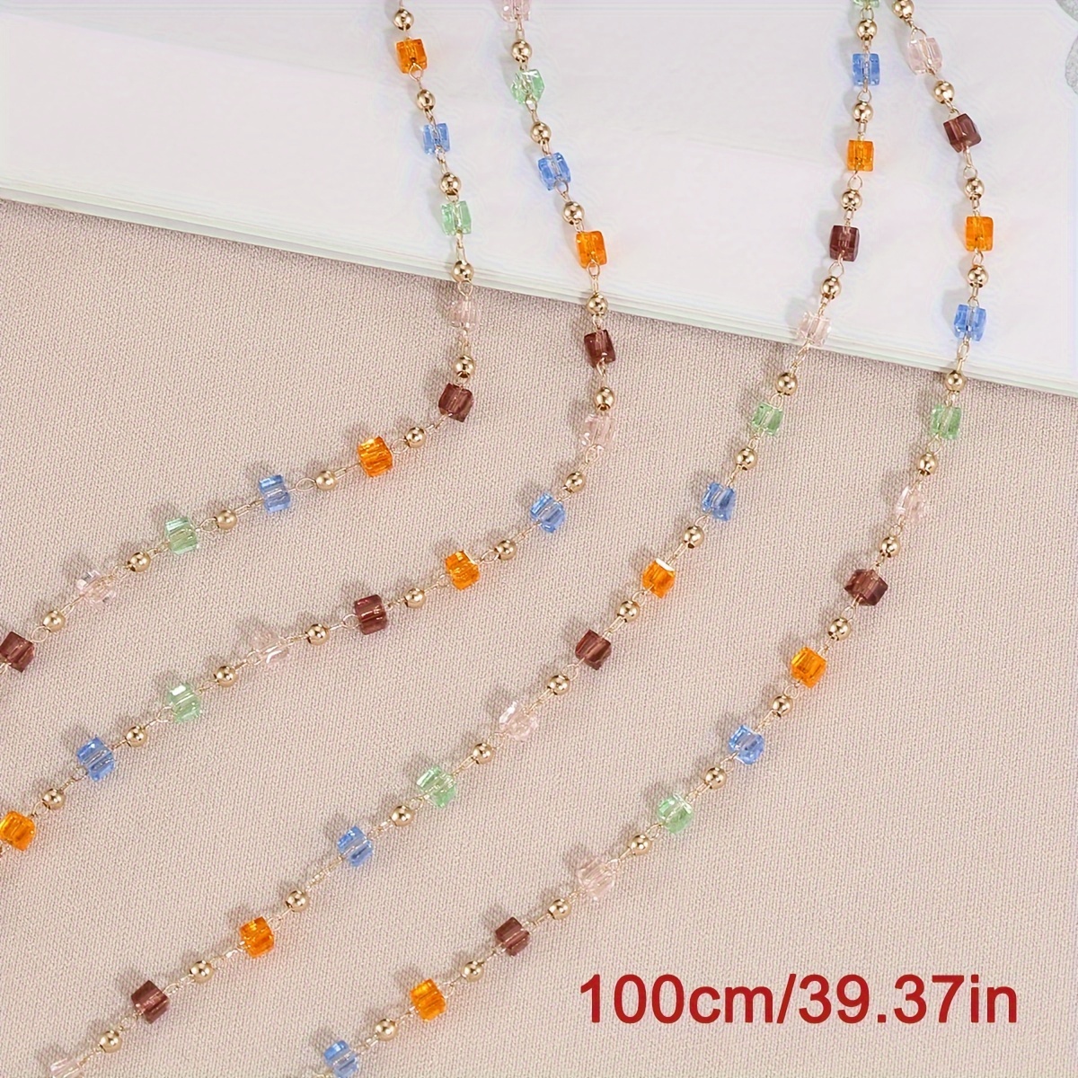 1 Meter Bohemian Cube Artificial Crystal Beads Chain Kc Temu