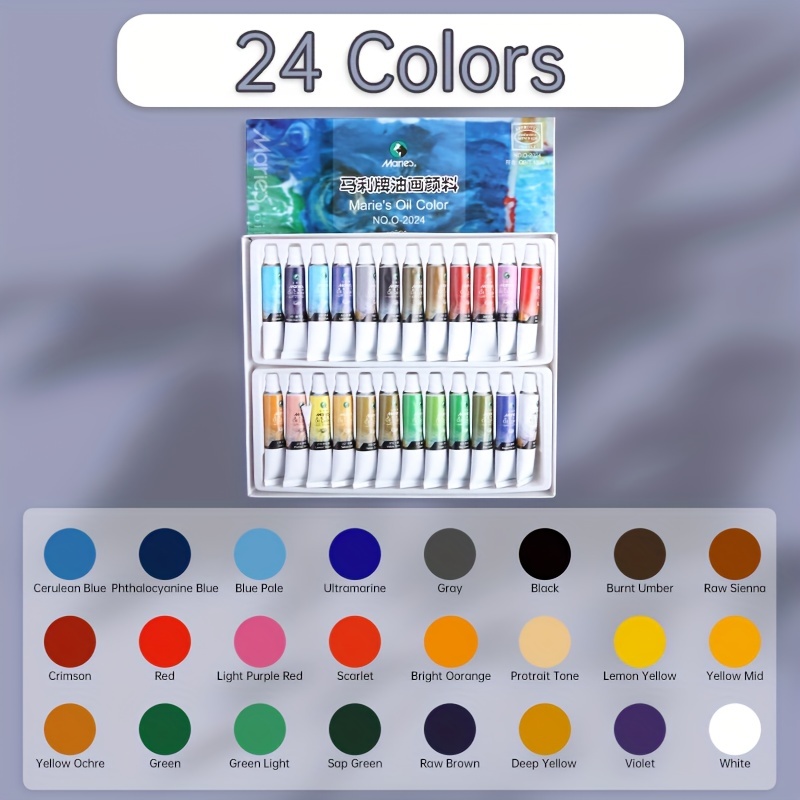 24 Vibrant Colors Oil Paint Set
