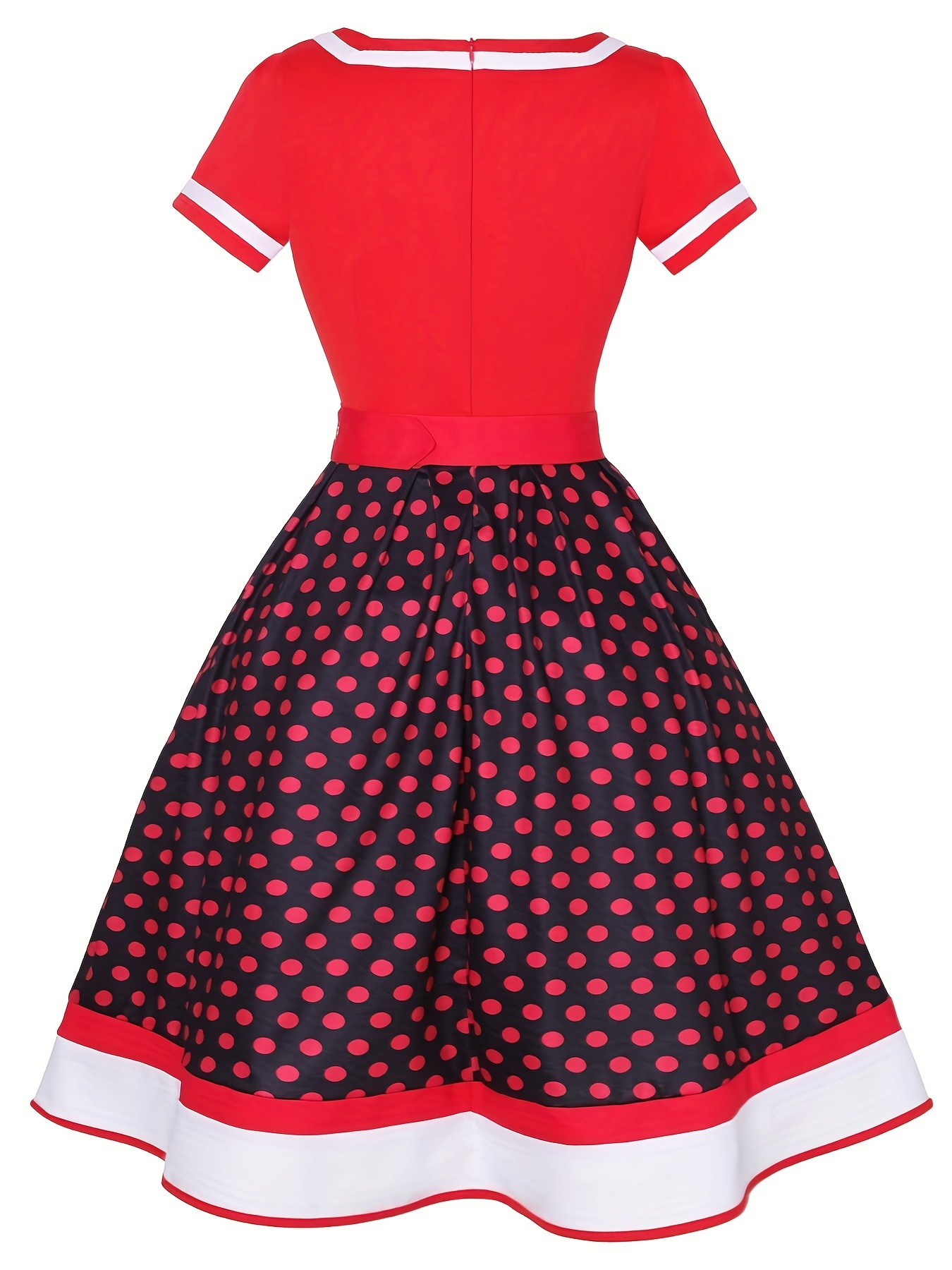 Contrast polka shop dot flare dress