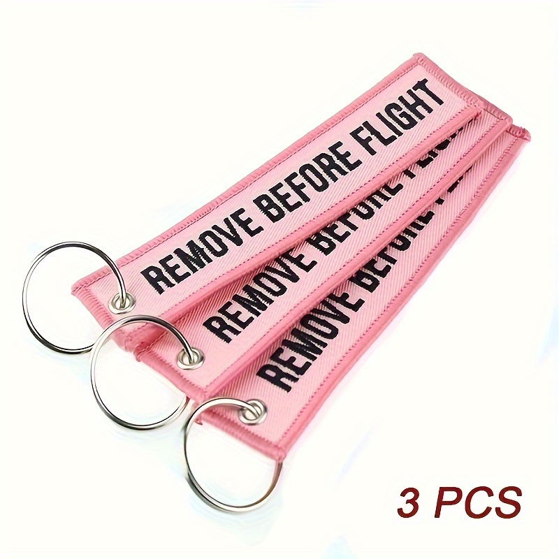 

3pcs/lot Fashion Jewelry Pink Keychains For Cars Motorcycles Key, Remove Before Flight Keychain