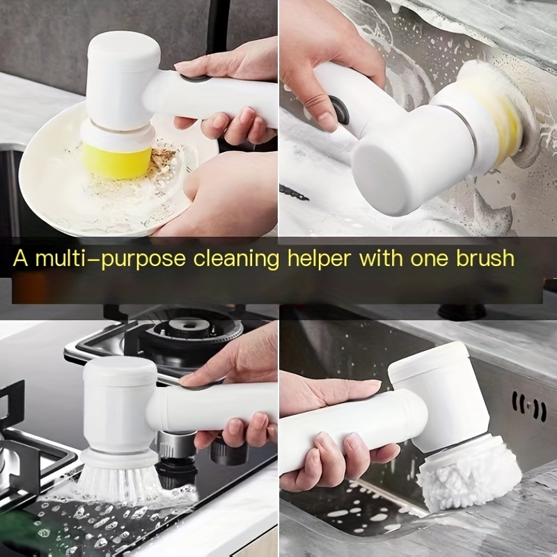 Cepillo de limpieza eléctrico con cinco cabezales de cepillo, cepillo  eléctrico inalámbrico multifunción para el hogar, cepillo de limpieza  manual