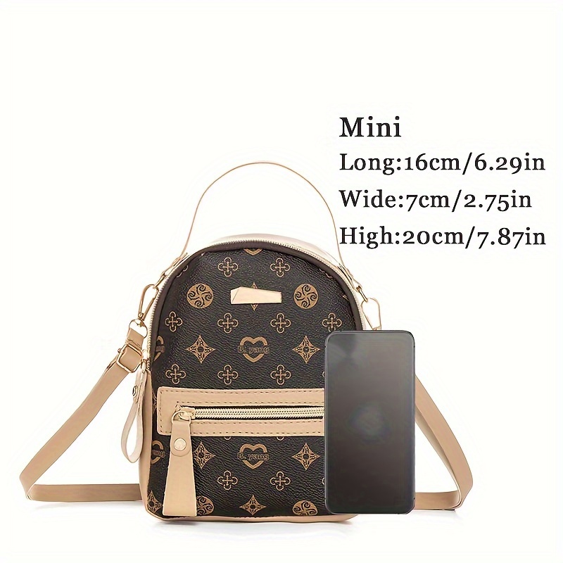 Mini Printed Backpack For Women, Faux Leather Purse With Adjustable Strap,  Casual Zipper Shoulder Bag, Bag - Temu Israel