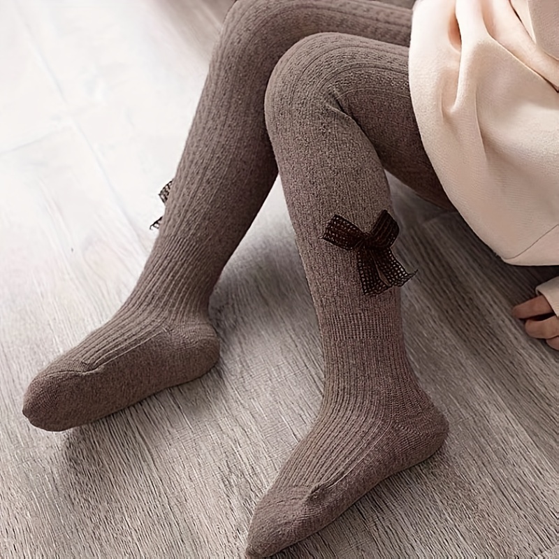 Baby Girls Solid Bowknot Decor Ultra Stretch Leggings - Temu New Zealand