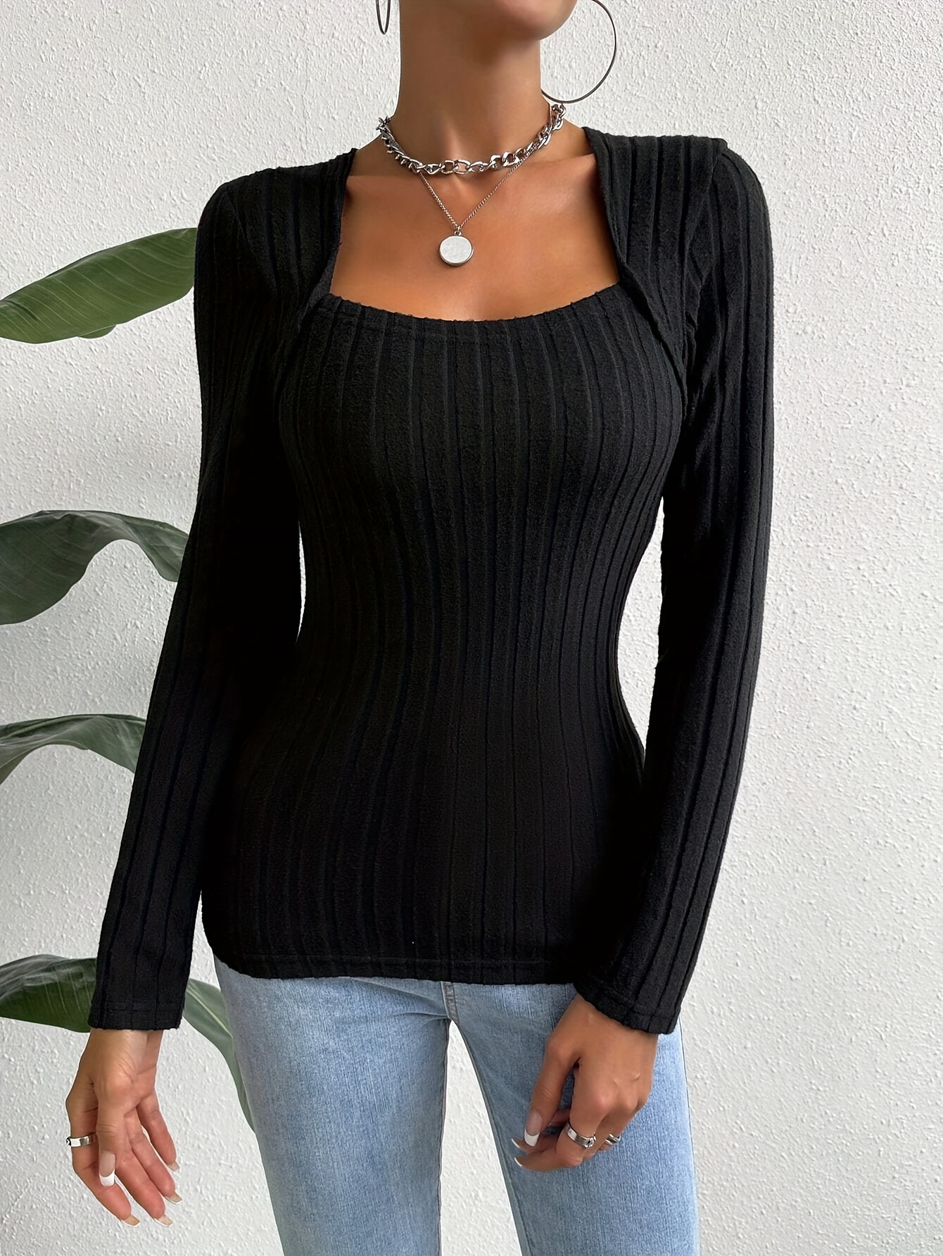 Womens Long Sleeve Shirt Black - Temu