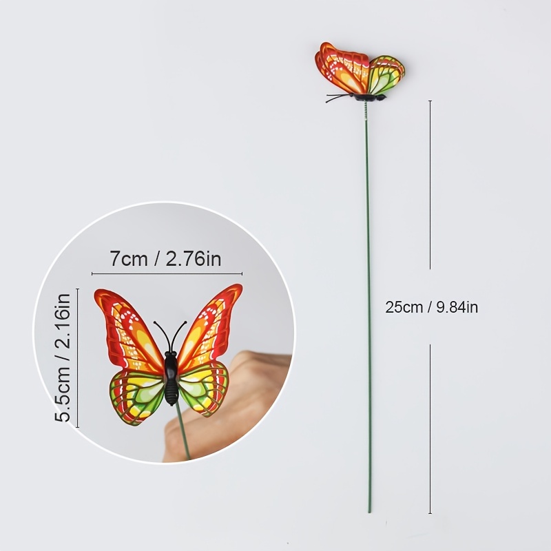 10pcs Colorful Butterfly Stakes, 3D Artificial Butterfly Decor, Garden & Patio Decor, Random Pattern