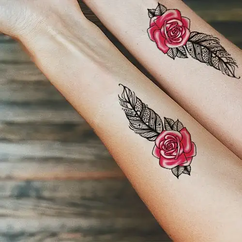 6 hojas de mangas de tatuaje temporal de flores grandes para mujer,  impermeables, color negro, rosa, realista, tatuajes temporales completos  para