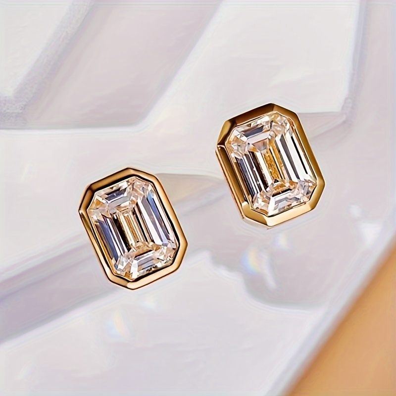 E-shop Geometrische Form Glänzende Zirkonia Deko Ohrstecker Elegante Einfache Schmuck Trendiges Geschenk für Frauen