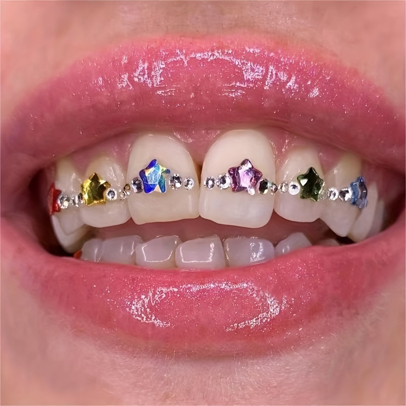 Shiny Flower Shape Tooth Gem Kit Diy Cute Teeth Jewelry - Temu