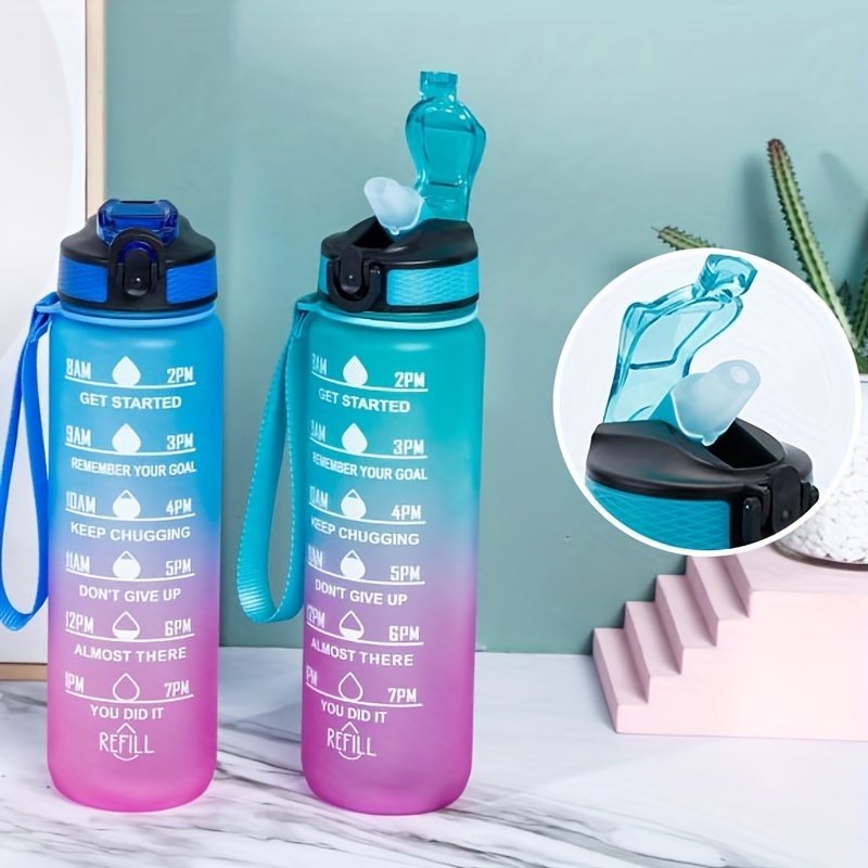 1000ml/33.8oz Grande Capacità Plastica A Gradiente Colore Scala Tempo,  Bottiglia Dacqua Portatile Casa Allaperto Viaggio Sport Fitness - Sport E  Tempo Libero - Temu Italy