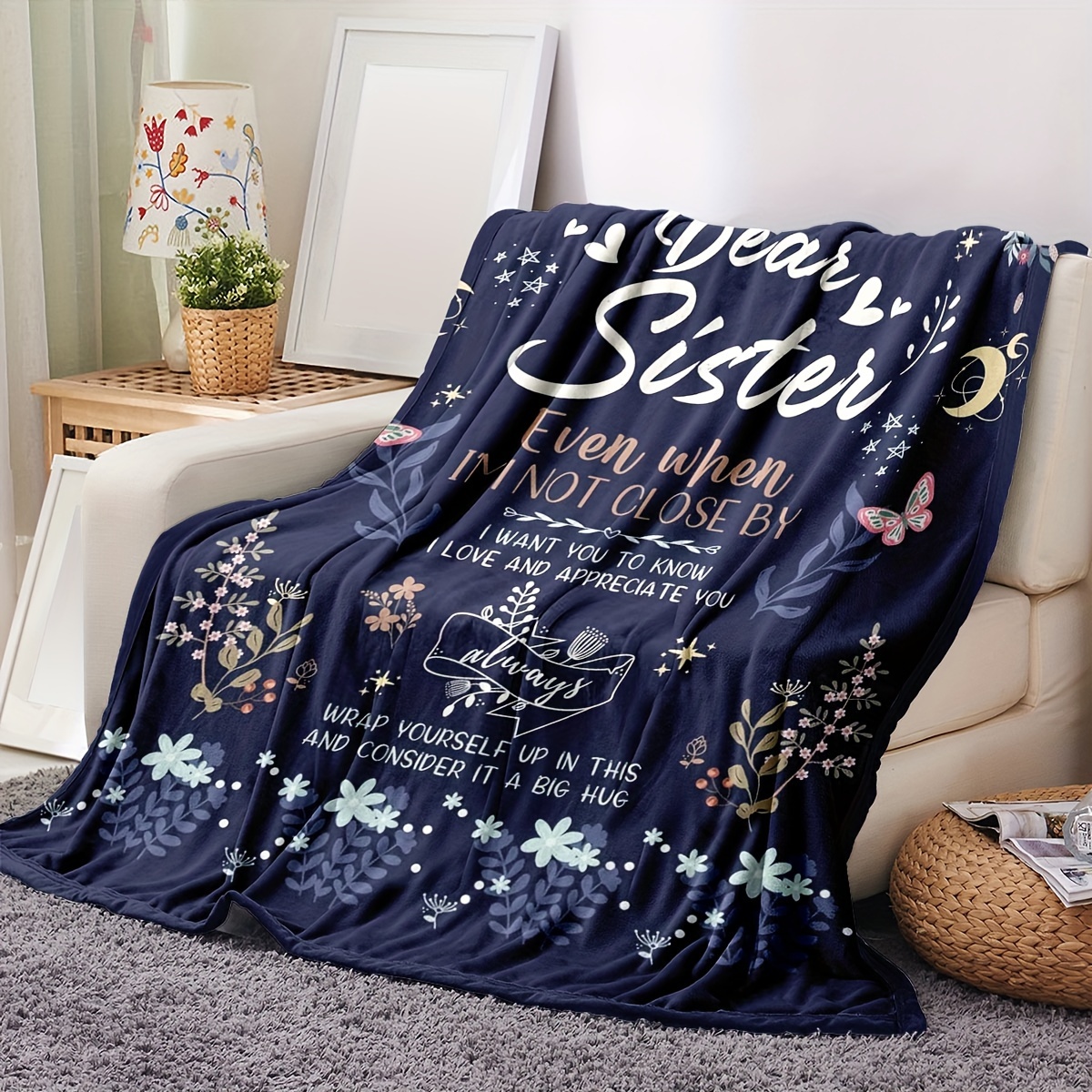 

1pc Sister Gifts From Sister Brother - Anti-ball Soft Throw Blanket For Sisters, Christmas Birthday, Graduation Gift Flannel Blanket For Sister