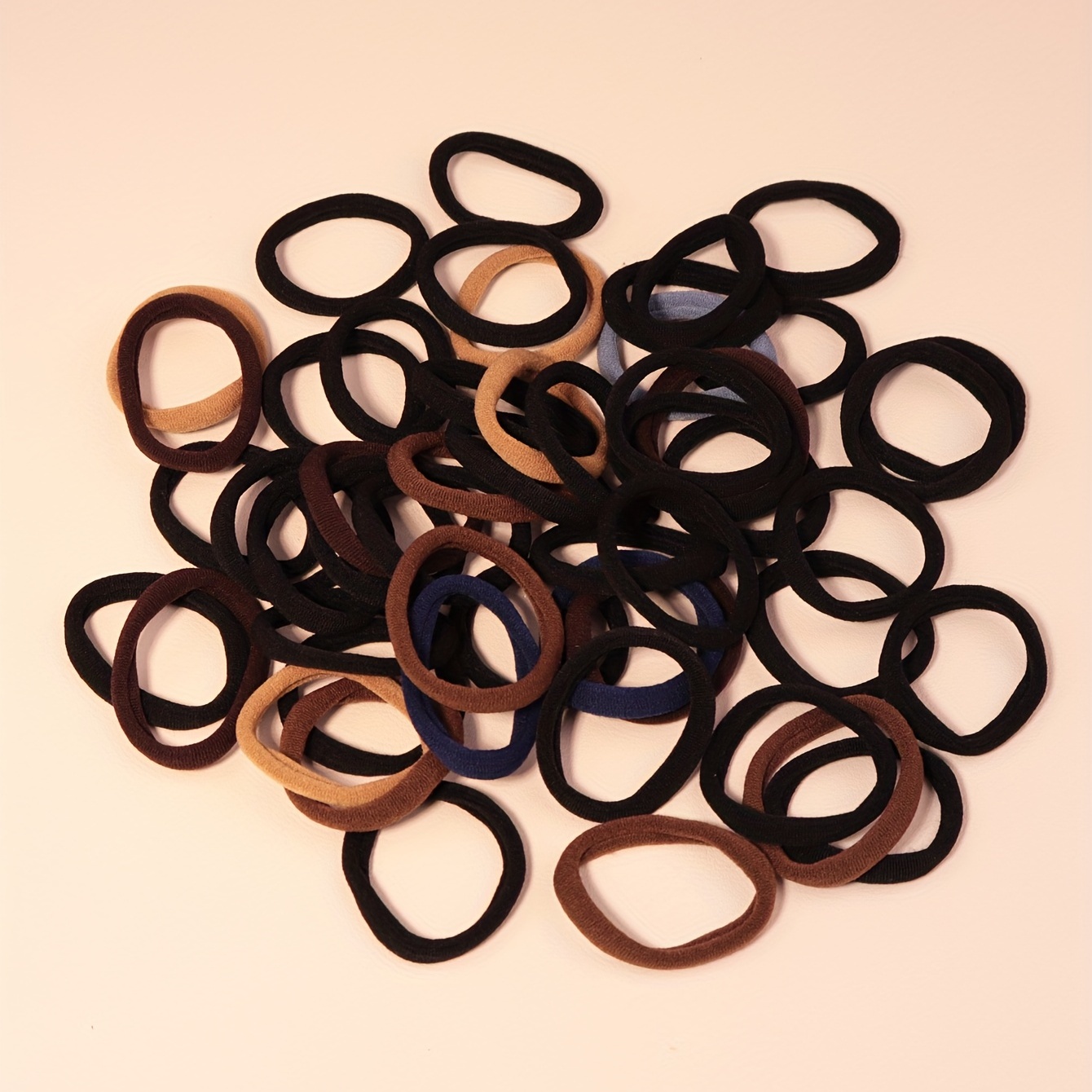 50pcs Solid Color Cotton Hair Tie, Scrunchie, Hair Band Elastic Rubber Band Towel Hair Rope Ponytail Holder Hair Accessories,Pony Tail Holders,Temu