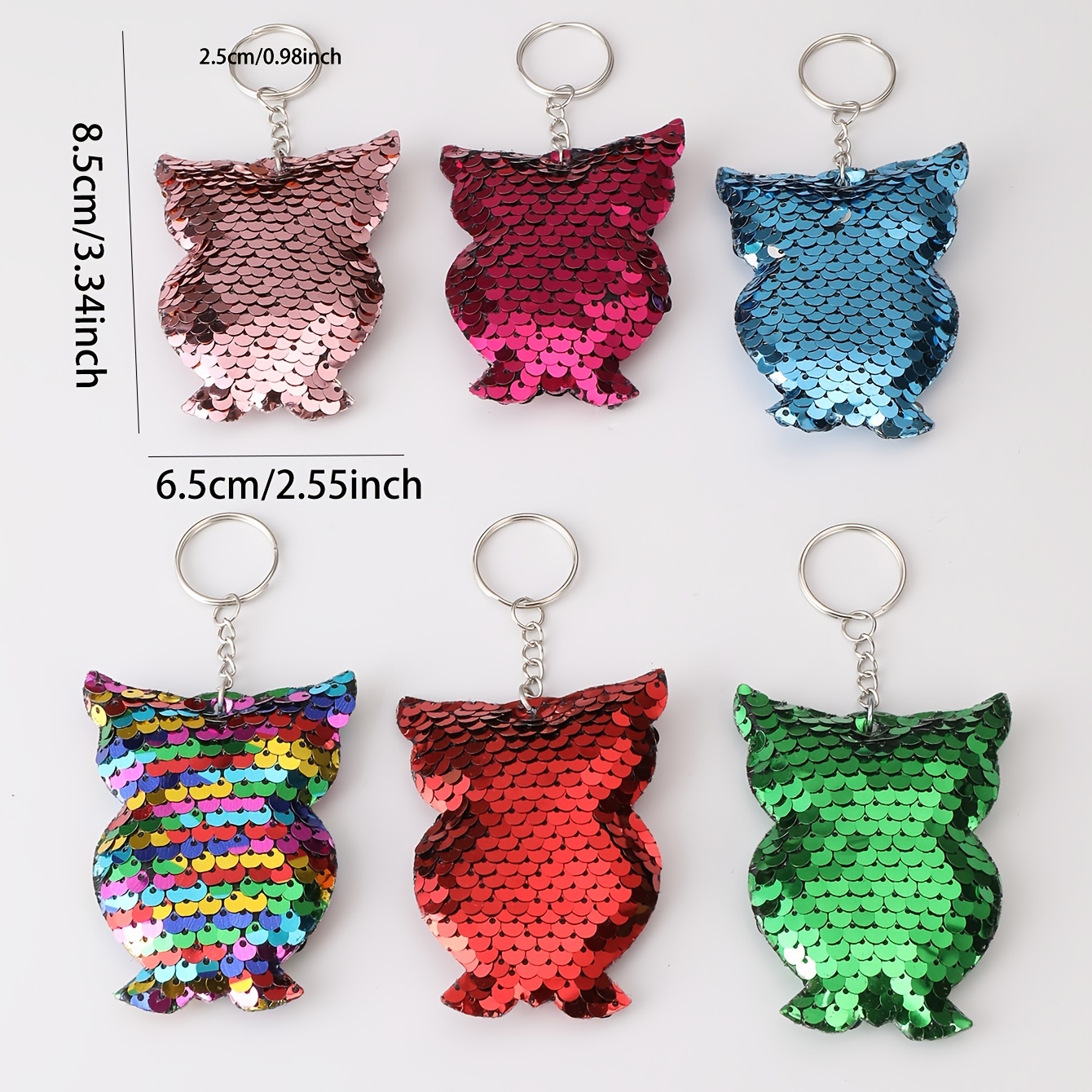 Plush Owl Keychain Cute Glitter Animal Doll Key Chain Ring Purse