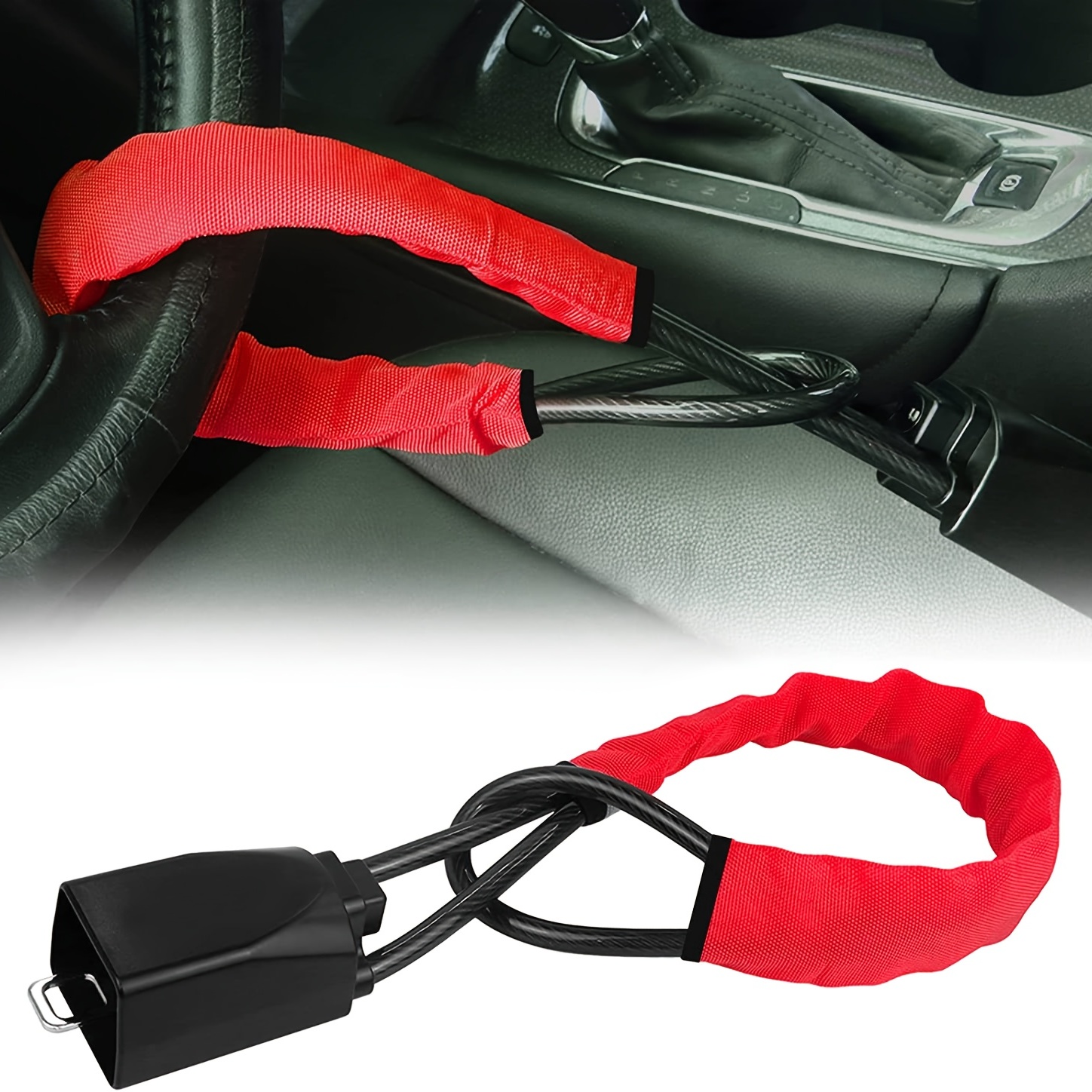 Car Steering Wheel Rope Lock Steel Cable Security Snap Lock Protection  Accessories
