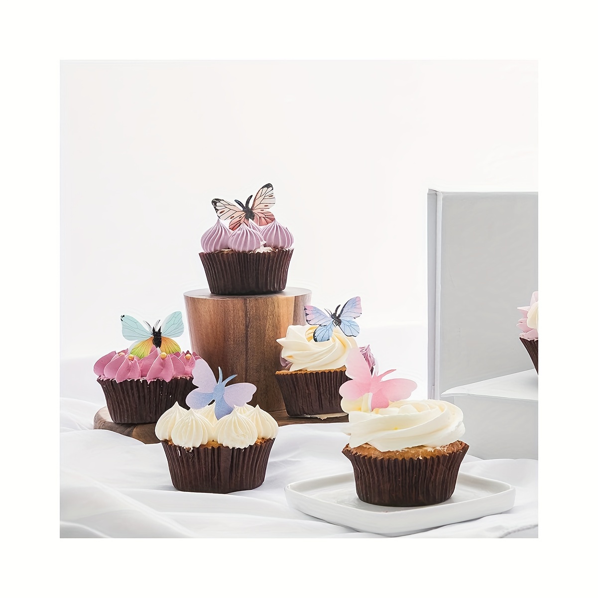 Decoraciones de flores de oblea para tartas comestibles, decoraciones  comestibles para cupcakes (72 piezas)