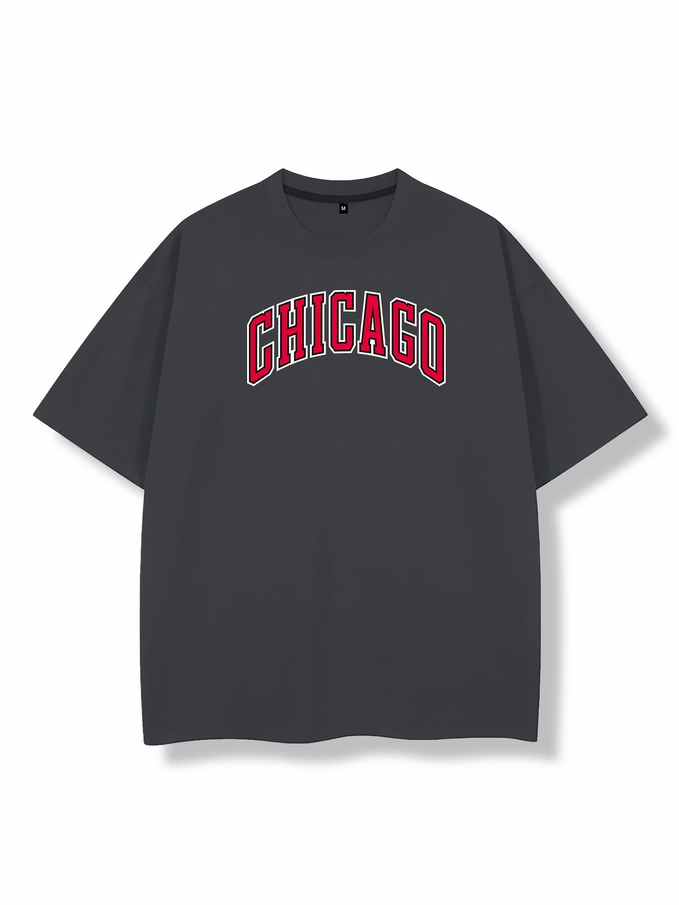 MENS Chicago Bulls Logo Print Black Oversized T-Shirt Black