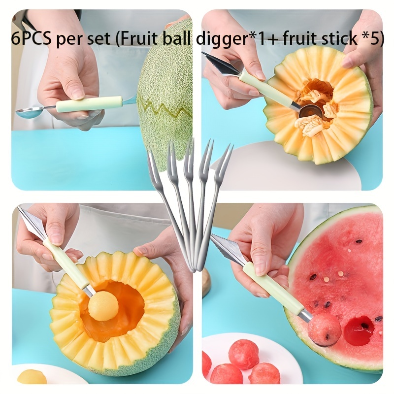 Stainless Steel Fruit Ice Ball Spoon Fruit Watermelon Cutter Melon Baller  Scoop Set Ball Digger Watermelon Scoop Carved Knife Creative Spoon Fruit  Tool Fruit Platter Tool Kitchen Stuff, Kitchen Gadgets - Temu