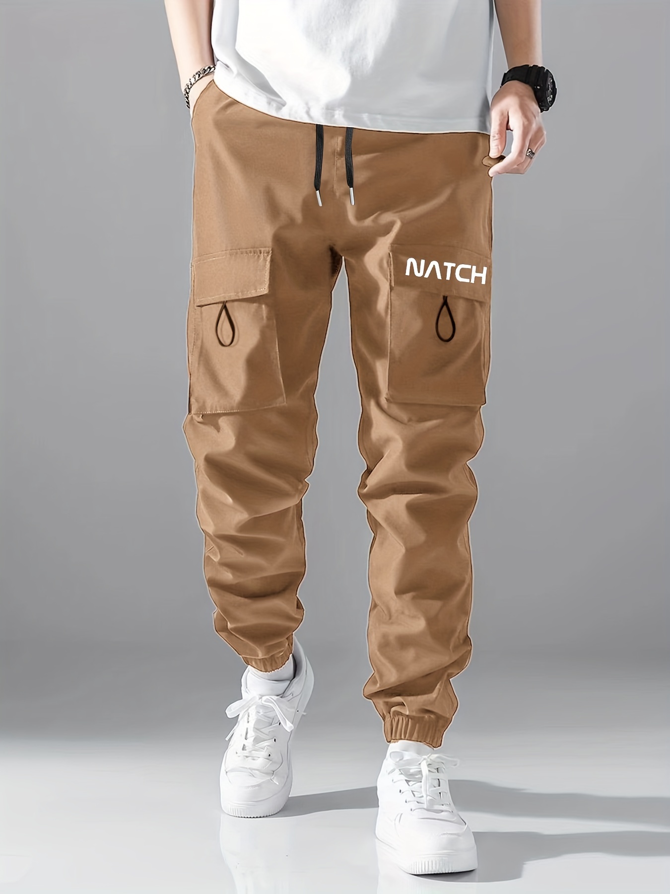 Fashion Cargo Pants Men's Zipper Side Pockets Cotton Men Military