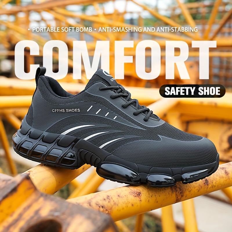 Plus Size Zapatos Seguridad Punta Acero Protectora Hombres Buena Absorción  Impactos, Zapatillas Cómodas Cordones, Perfectas Actividades Seguridad En  Construcción - Calzado Hombre - Temu