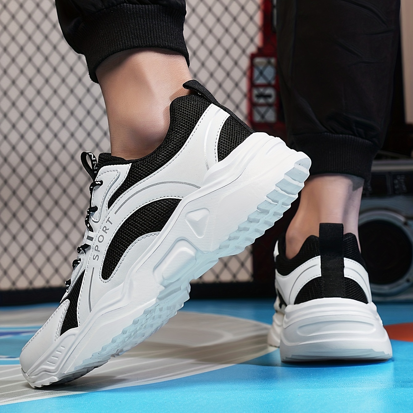 Men's Trendy Breathable Wear-resistant Chunky Sneakers For Jogging Gym