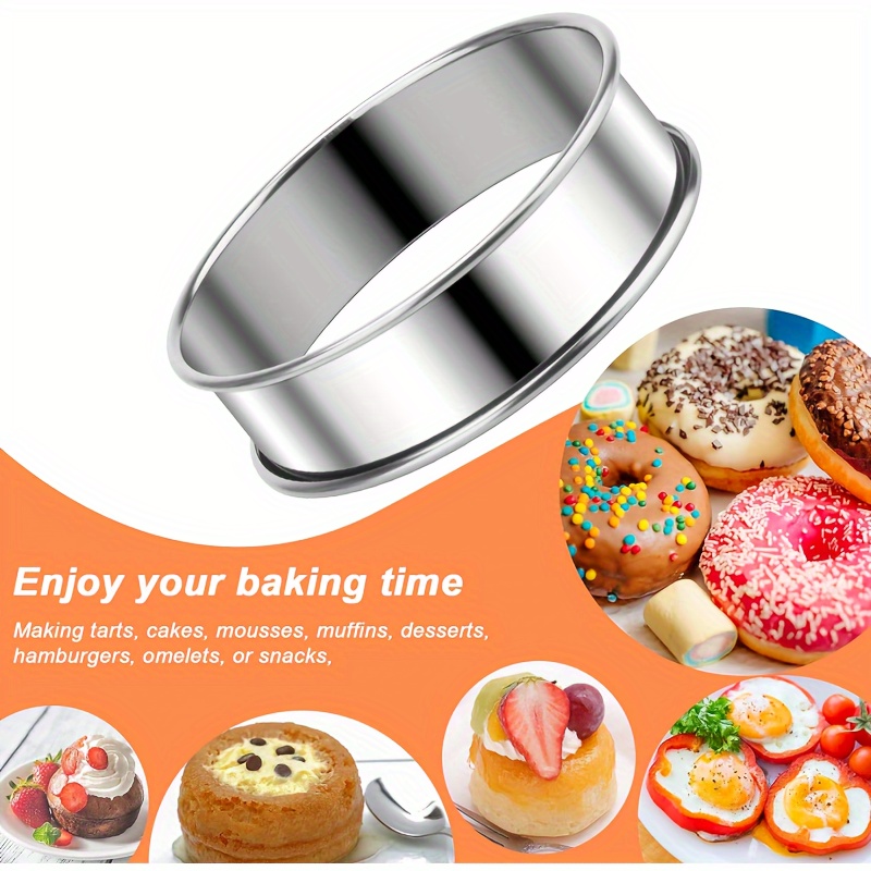 

Stainless Steel Baking Tart Mold Cake Ring Mold High Temperature Resistant Muffin Ring Mold Tart Ring Mold