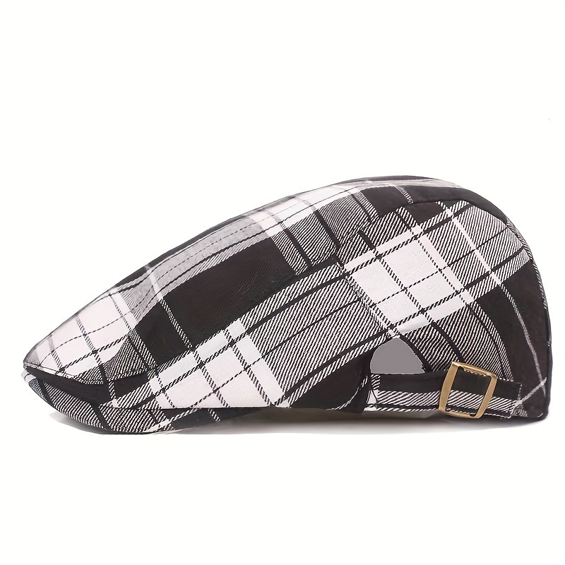 

1pc Stylish Men's Checkered Peaked Cap With Flat Brim For Summer Fashion And Sun Protection