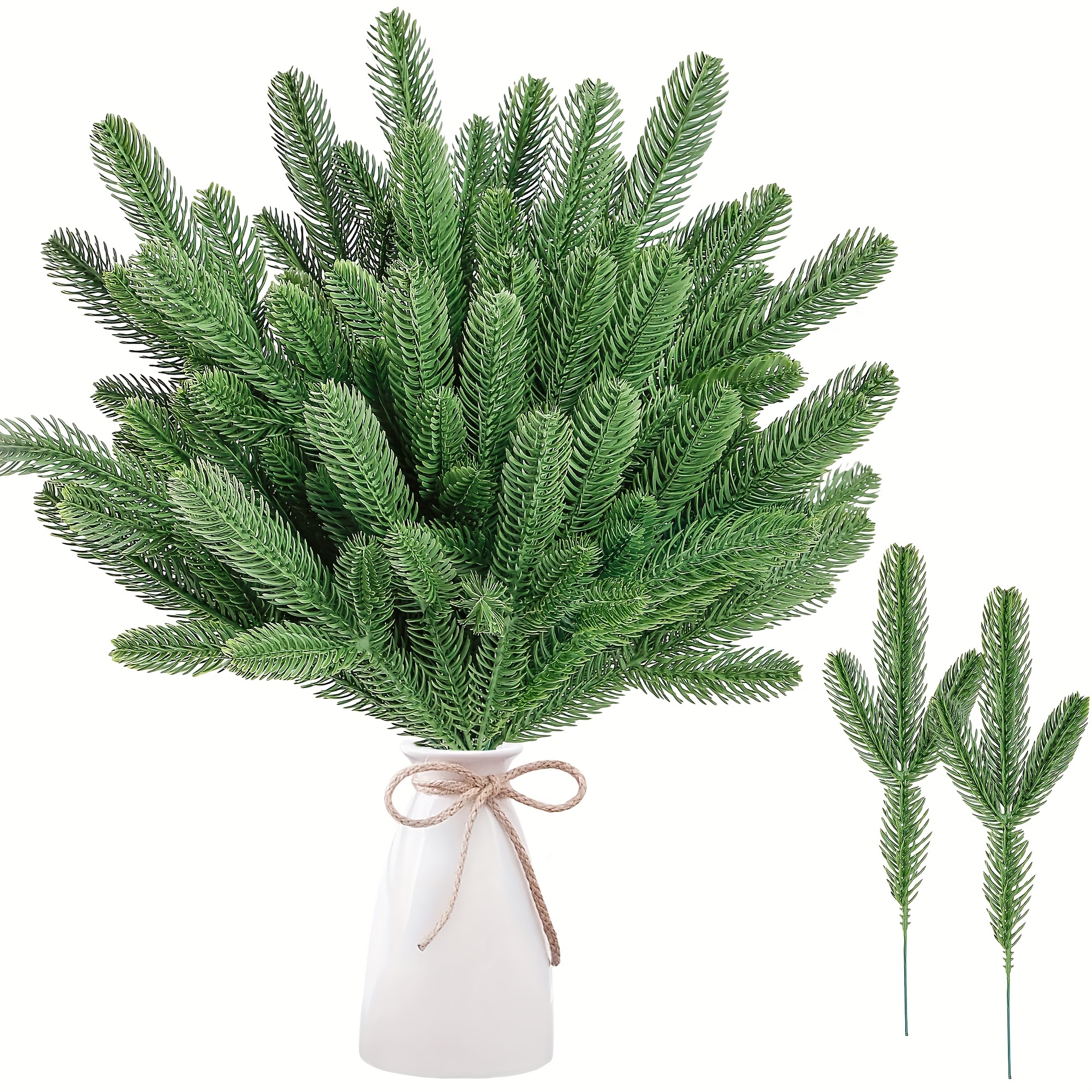 Galand Christmas Artificial Pine Branches for Decorating,Fake Greenery Pine  Picks Green Plant Pendant for DIY Garland,Christmas Wreath Decorations