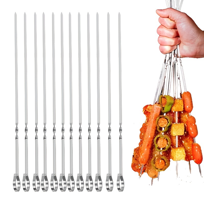 15 Pièces Brochettes De Barbecue En Acier Inoxydable, Brochettes