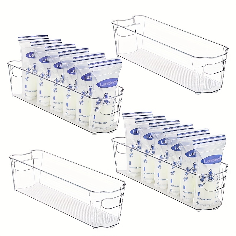 4 Clear Plastic Storage Bins Acrylic Organizers, Pantry Organization and  Storage Clear Organizing Bins, Fridge Freezer Organizer Bins Kitchen