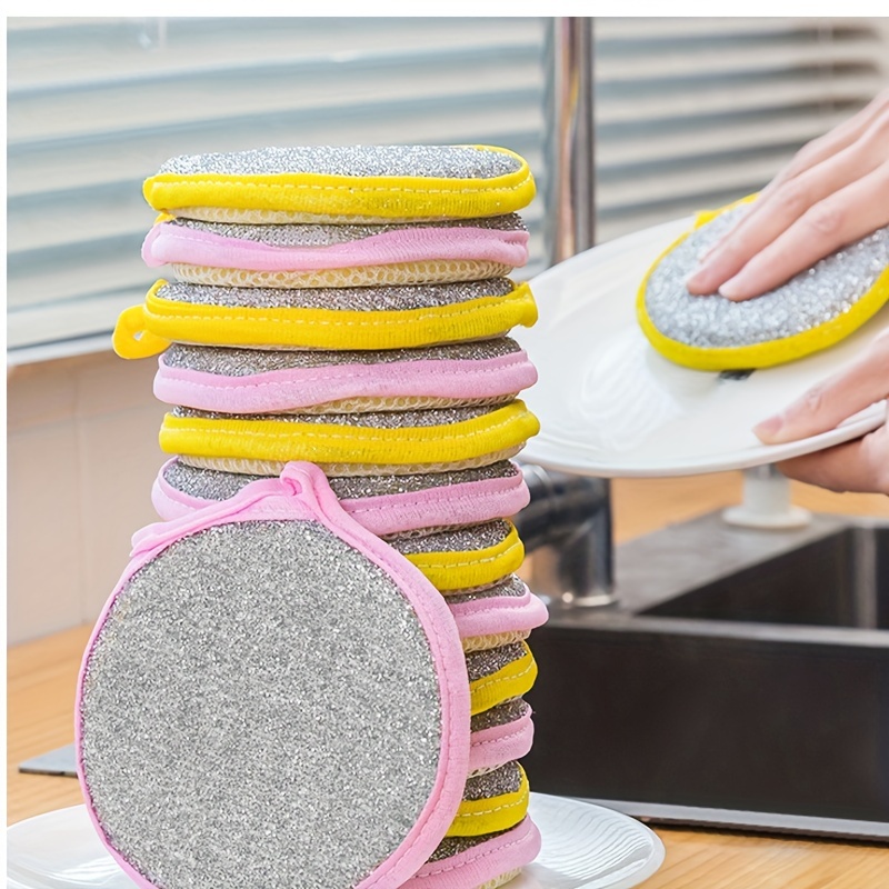 1pc Double-sided Dish Scrub Sponge For Household Cleaning, Kitchenware And  Cookware