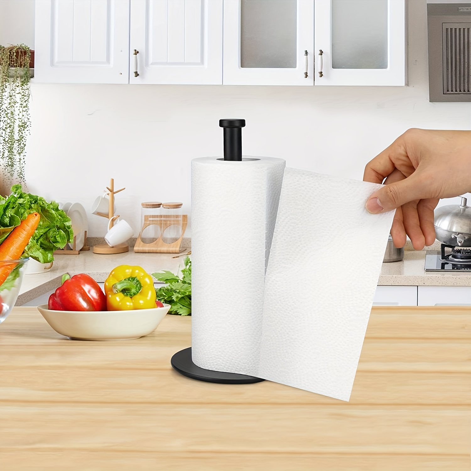 Paper Towel Holder With Spray Bottle, Stainless Steel Countertop Paper Towel  Holder, One-handed Operation Kitchen Paper Towels Holder With Non Slip We
