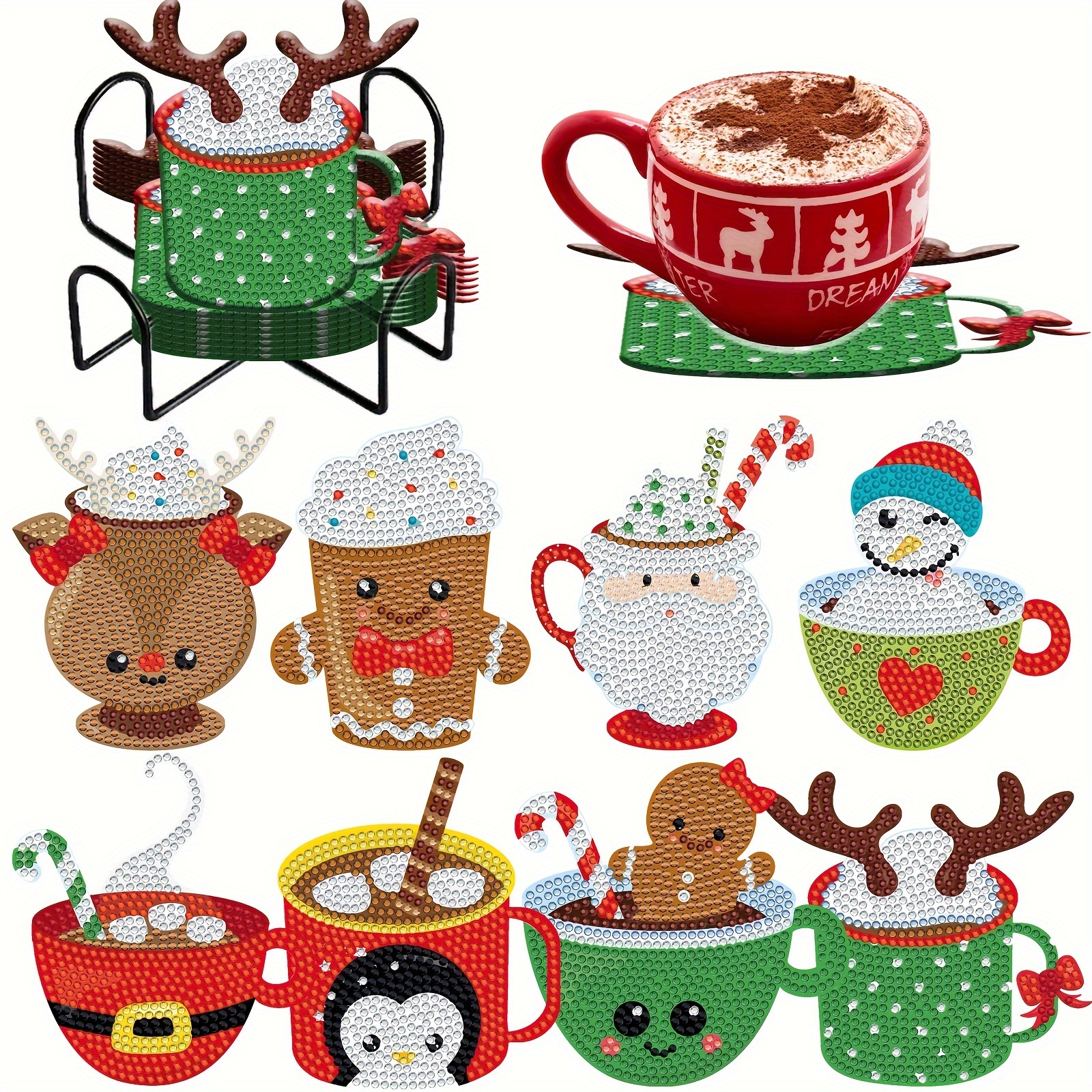 Winter Hot Cocoa Diamond Painting - for All Beginners Christmas  Decorations, Full Round Diamond Cross Stitch Kit,for Home Decor Christmas  Limited