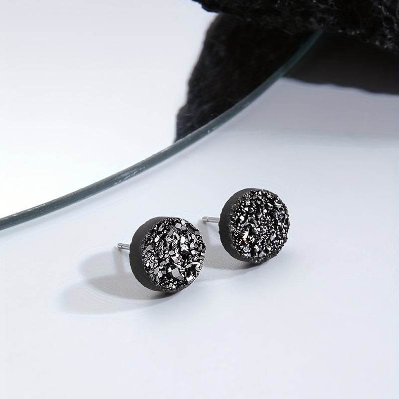 Men's Crystal Stud Earrings, Elegant Design