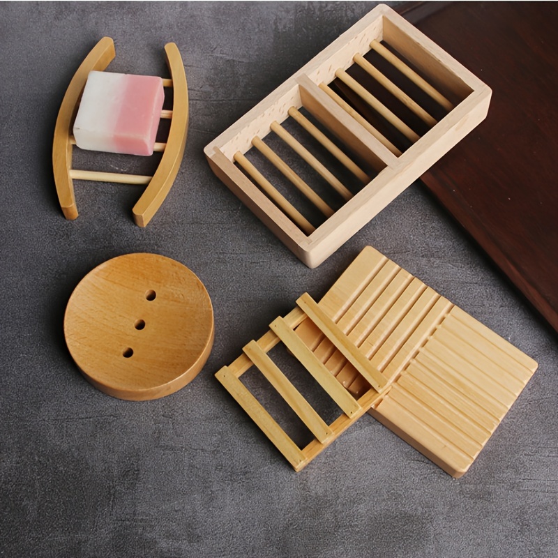 Bamboo Wooden Soap Dish Holder Tray, Wood Bar Soap Saver Self